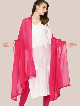 Dupatta Bazaar - Women's Rani Pink Pure Cotton Dupatta