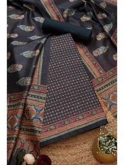 Soch - Women's Black Chanderi Unstitched Salwar Suit with Dupatta (Set of 3)