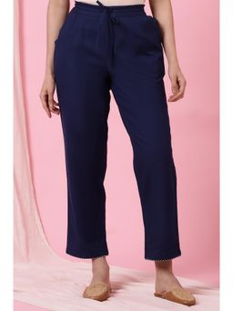 Folksong - Women's Indigo Solid Straight Pant
