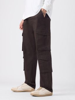 The Souled Store - Brown Cotton Button Fly Cargo Pant