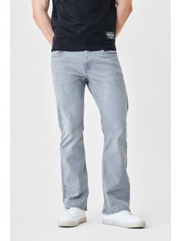 Snitch - Grey Cotton Blend Button Fly Jeans