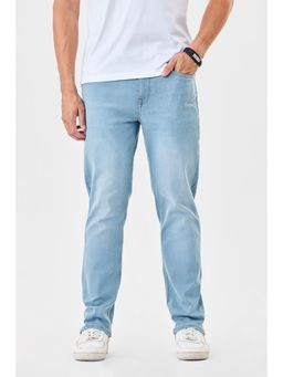 Snitch - Blue Cotton Blend Button Fly Jeans