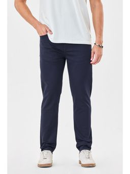 Snitch - Navy Blue Cotton Blend Button Fly Jeans