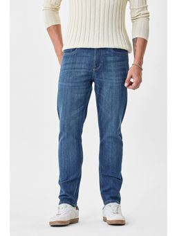 Snitch - Blue Cotton Button Fly Jeans