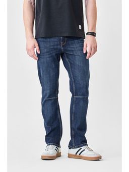 Snitch - Blue Cotton Blend Button Fly Jeans