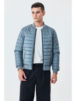 Snitch - Blue Polyester Zipper Reversible Puffer Jacket