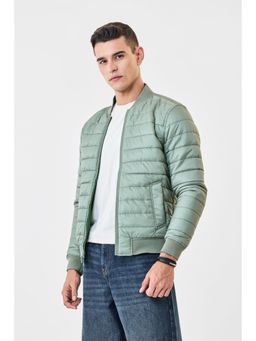 Snitch - Green Polyester Zipper Reversible Puffer Jacket