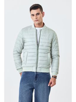 Snitch - Green Polyester Zipper Reversible Puffer Jacket