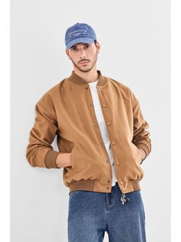 Snitch - Brown Polyester Snap Button Jacket