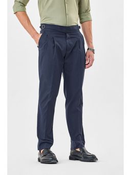Snitch - Navy Blue Polyester Hook and Eye Trouser