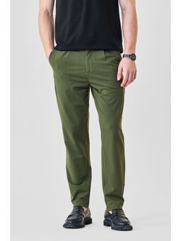 Snitch - Olive Polyester Blend Drawstring Trouser