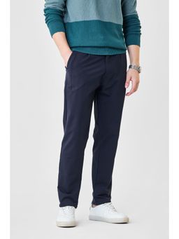 Snitch - Navy Blue Polyester Blend Drawstring Trouser