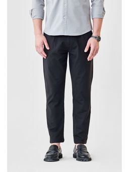Snitch - Black Polyester Blend Drawstring Trouser