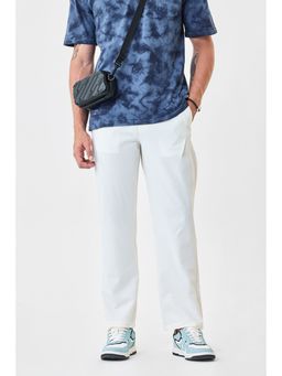 Snitch - Off White Polyester Drawstring Trouser