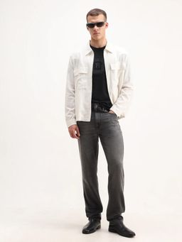 Rare Rabbit - Grey Cotton Blend Button Fly Jeans