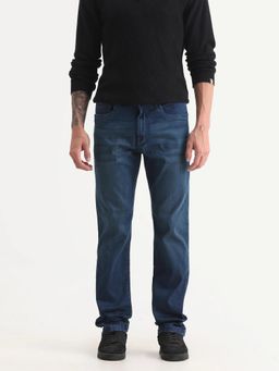 Rare Rabbit - Blue Cotton Blend Button Fly Jeans