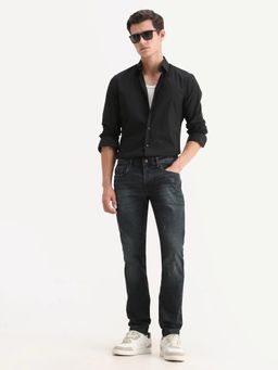 Rare Rabbit - Blue Cotton Blend Button Fly Jeans