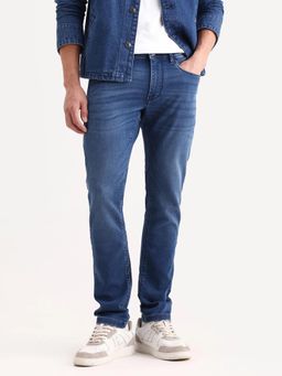 Rare Rabbit - Blue Cotton Blend Button Fly Jeans