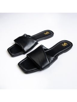 Shoe that fits you - Bianca Solid Black Twisted Sliders