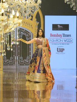 THE ROYALEUM ATELIER - Blue Sitara Lehenga with Blouse and Dupatta (Set of 3)