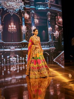 THE ROYALEUM ATELIER - Yellow Zeba Lehenga with Blouse and Dupatta (Set of 3)