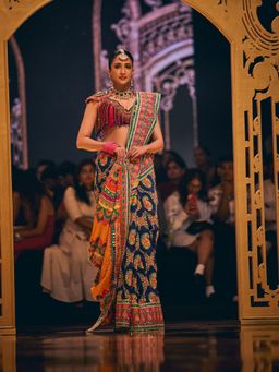 THE ROYALEUM ATELIER - Blue Sahar Saree with Stitched Blouse