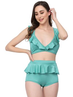 Cukoo - Padded Sea Green Two Piece Tankini Swimwear