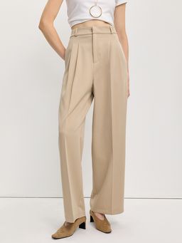 Pomelo - Pleated Wide-Leg Pants - Beige