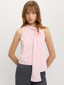 Pomelo - Scarf-Tie Sleeveless Top - Light Pink
