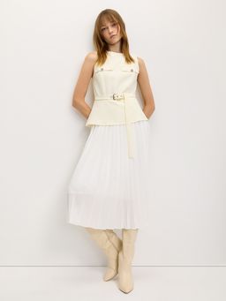 Pomelo - Vest and Pleated Skirt Dress - Ivory