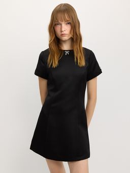 Pomelo - Rhinestone Bow Dress - Black