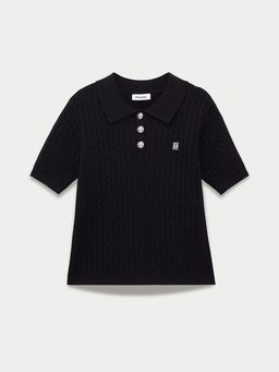 Pomelo - Tipped Knit Polo - Black