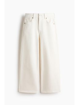 H&M - Women White Wide High Waist Ankle Jeans