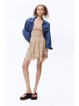 H&M - Women Beige Smocked Strappy Dress