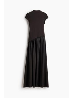 H&M - Women Black Asymmetric Dual-Fabric Dress