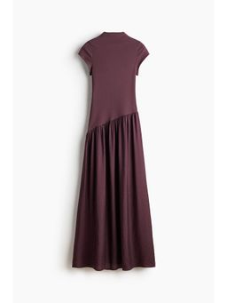 H&M - Women Purple Asymmetric Dual-Fabric Dress