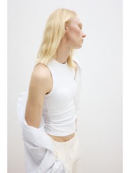 H&M - Women White Cooling Slim Fit Ribbed Integral-Bra Vest Top