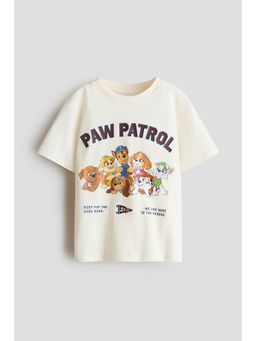 H&M - Boys White Print-Motif Cotton T-Shirt