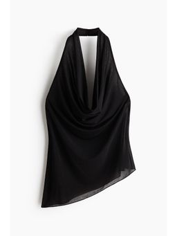 H&M - Women Black Asymmetric Halter Neck Top