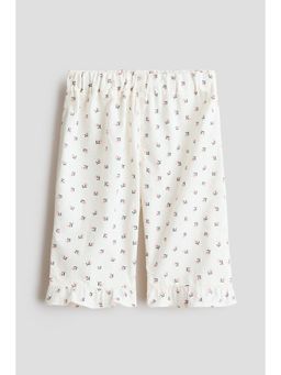 H&M - Girls White Frill-Trimmed Cotton Trousers
