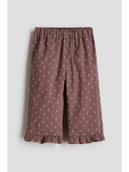 H&M - Girls White Frill-Trimmed Cotton Trousers