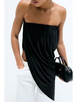 H&M - Women Black Asymmetric Bandeau Top