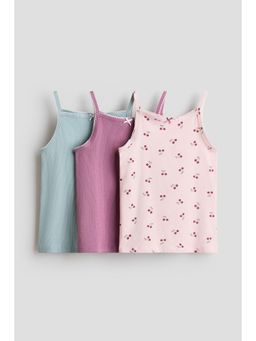 H&M - Girls Pink 3-Pack Cotton Strappy Tops