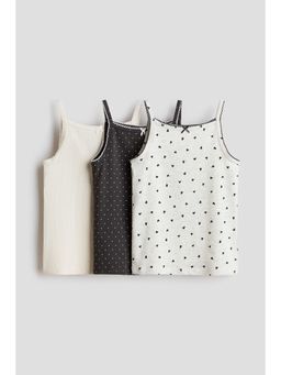 H&M - Girls Grey 3-Pack Cotton Strappy Tops
