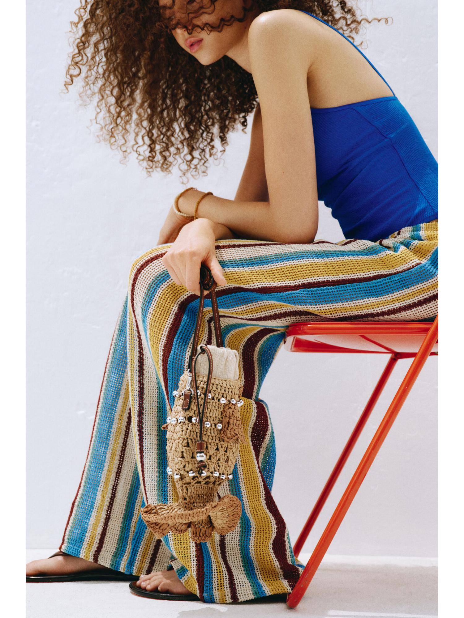 h&m Women Blue Net Drawstring Trousers-picture-23