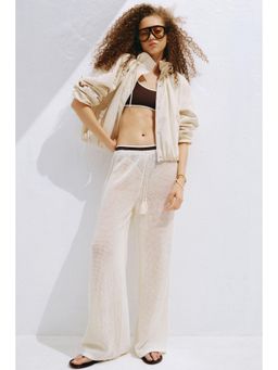 H&M - Women White Net Drawstring Trousers