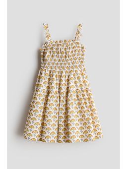 H&M - Girls White Patterned Cotton Dress