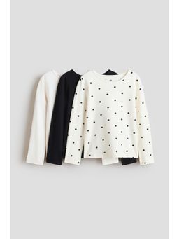 H&M - Girls White 3-Pack Cotton Tops