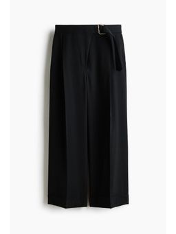 H&M - Women Black Straight Belted Trousers