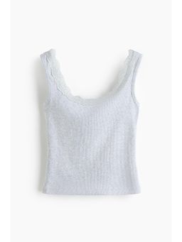 H&M - Women Grey Lace-Trimmed Vest Top